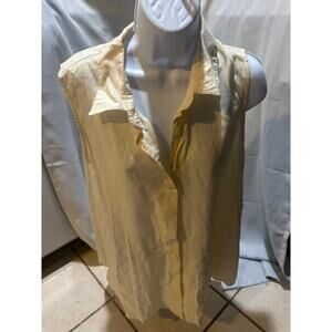 Authentico Forenza Womens M Beige Top sleeveless blouse Blouse button down